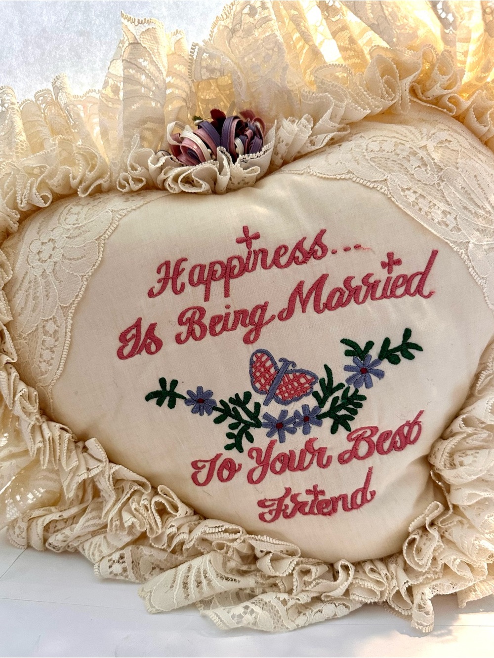 Vintage Stitched Heart Pillow